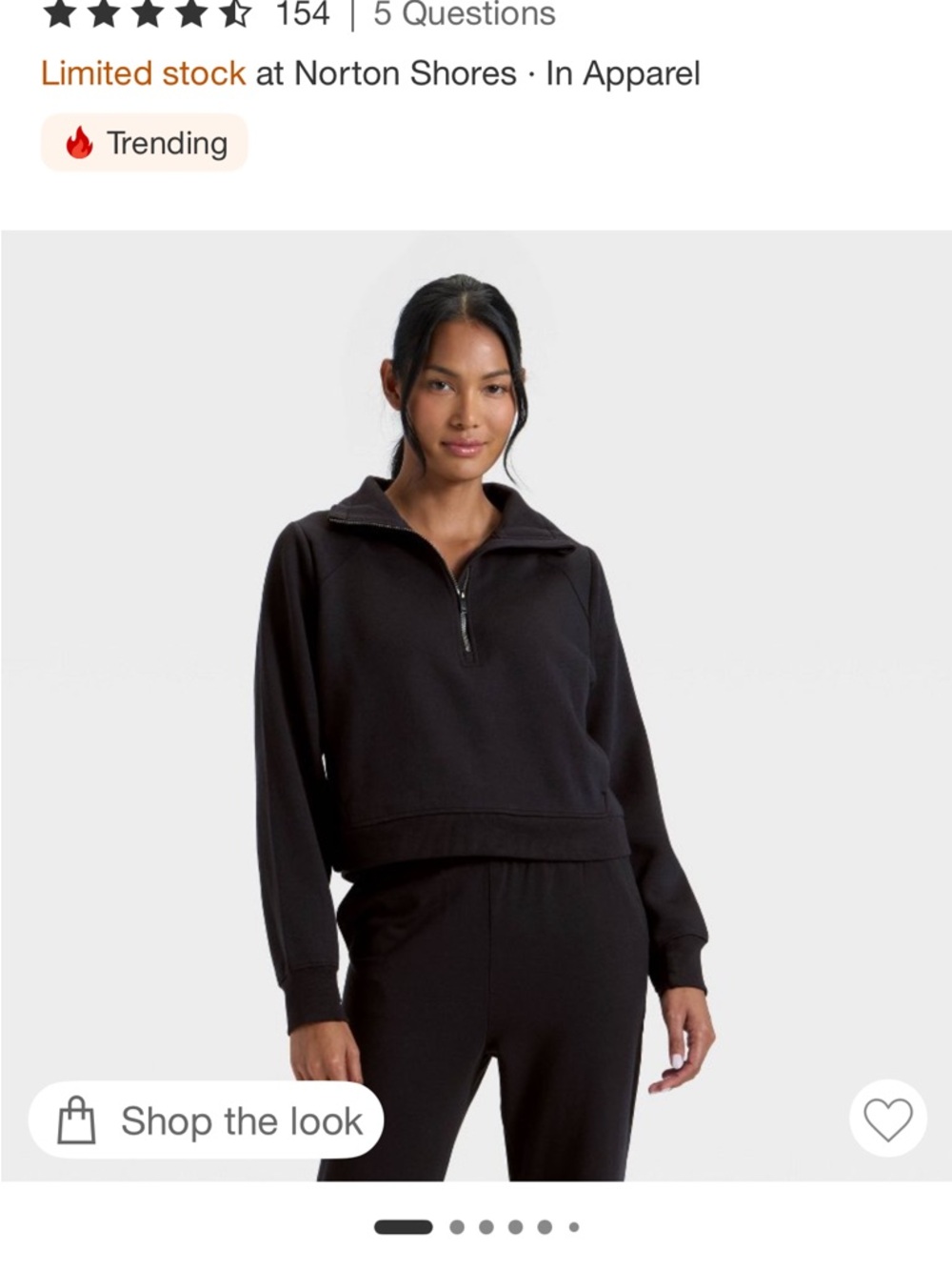 all in motion Black Half-Zip Turtleneck Sweatshirt